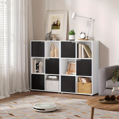 1 étagère, étagère verticale, rangement pour bureau à domicile, armoire de classement, 3 portes, 6 compartiments, étagère de bureau, 59.6X91X29Cm