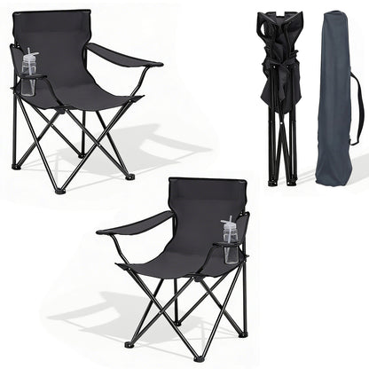 Chaise de jardin pliante Sunula, capacité 140 kg, chaise pliante d'extérieur stable avec porte-gobelet, tissu Oxford 600D, pour patio, balcon, terrasse, jardin - Sac de transport assorti inclus (1/2 pcs)