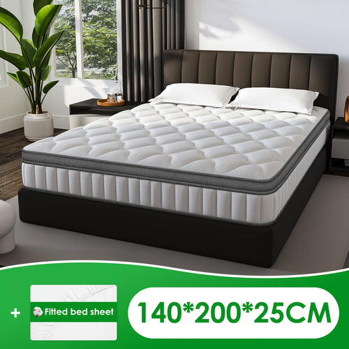 Matelas Carroltt 90x200/90x190, Hauteur 25cm/22cm, Matelas Ergonomique 7 zones, Matelas Premium à Ressorts à Sacs, Matelas à Ressorts avec Drap Housse, Niveau de Fermeté H3, Matelas pour Adultes, Cadeau Parfait