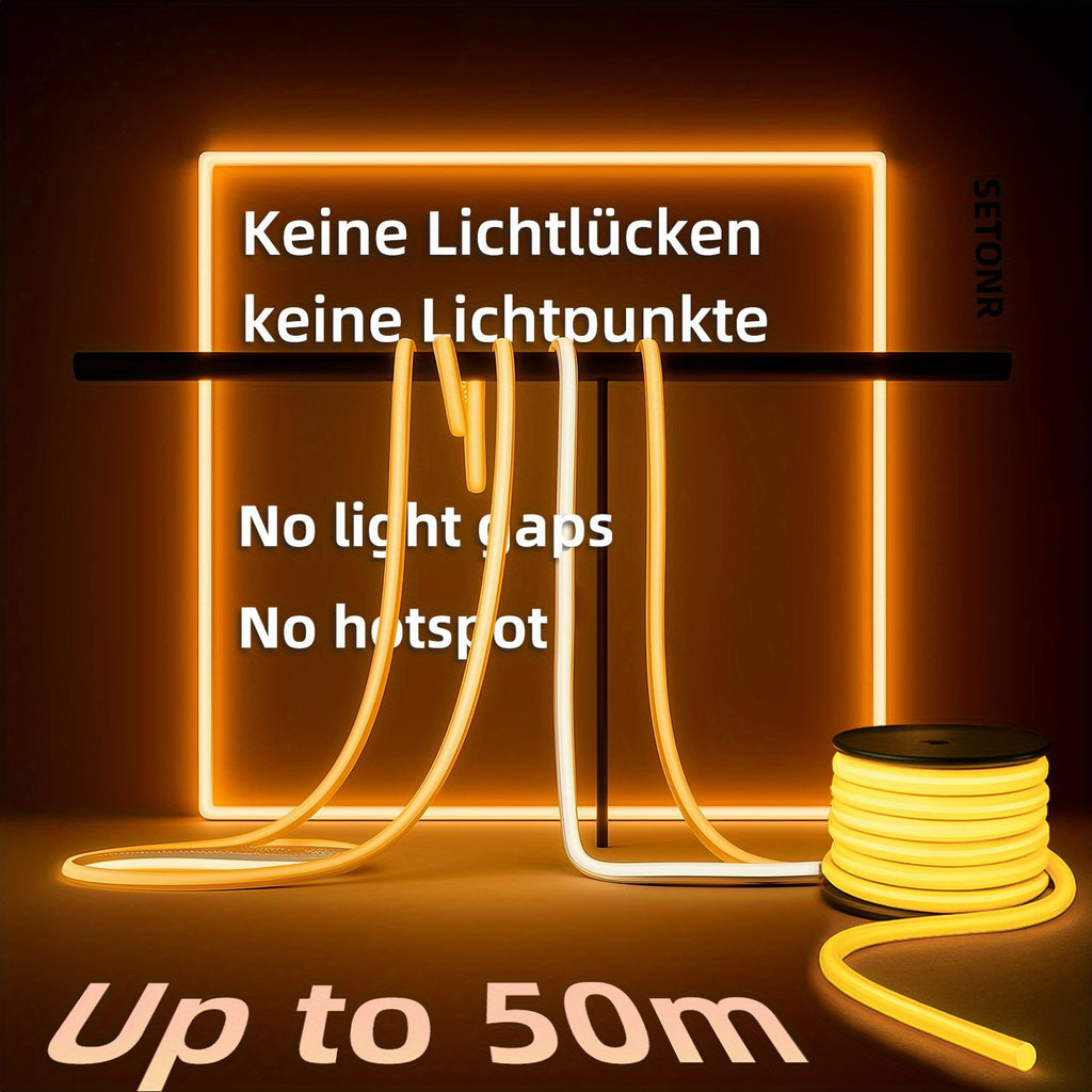 Bande LED COB IP65 jusqu'à 50m, 220V/230V, Flexible Blanc Chaud Blanc Froid, Bande Néon en Silicone pour Intérieur Extérieur, Chambre, Patio, Fête, DIY et Décoration Maison, pour Enseignes, Murs, Bar, Éclairage de Fête, 2m/20m/30m/50m
