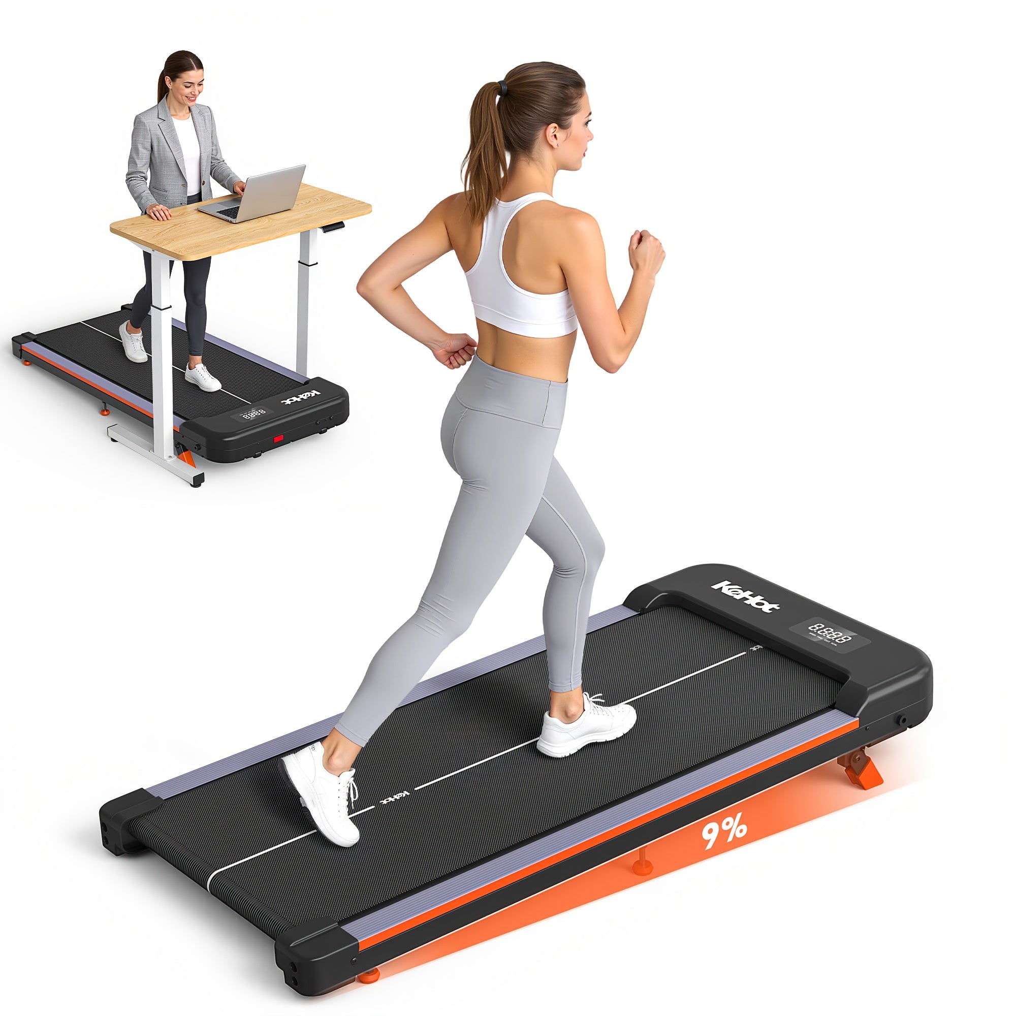 Trotteur sous bureau, contrôle à distance pratique, écran LED, aucune installation requise, idéal pour le fitness à domicile, la relaxation au bureau, sans pile