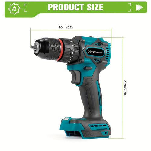 Perceuse Sans Fil Puissante - Moteur Sans Balais 1000W, 25 Vitesses, Multifonction (Visseuse/Perceuse/Marteau Perforateur) pour Bois, Mur, Béton, Vitesse Variable et Prise Type