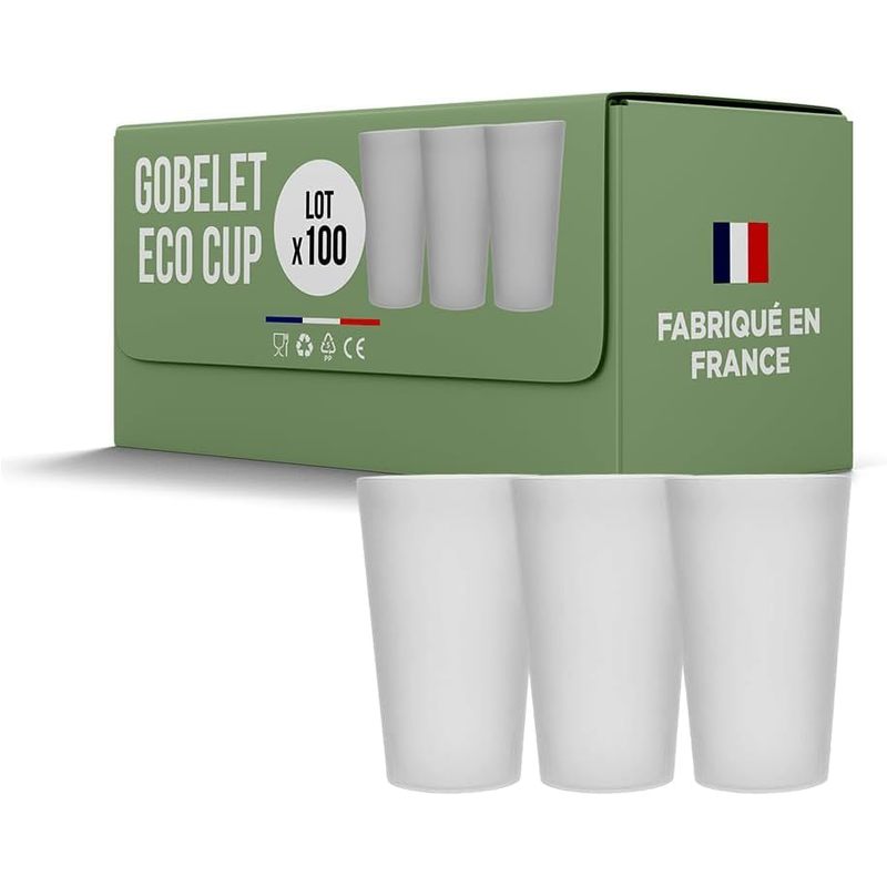 SPARKLERS CLUB Lot de 100 Gobelets Réutilisables ECOCUP 30cl - Gobelet Bière et Réutilisable en Polypropylène,Prise en Main facile, Gobelet Eco Cup pour tout évènement