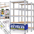 Étagère Robuste 2X 180x90x40cm Matériau de Montage 1750kg 10 Panneaux MDF Étagère de Rangement de Sous-sol Étagère à Brancher Étagère en Métal Étagère d'Atelier Argentée