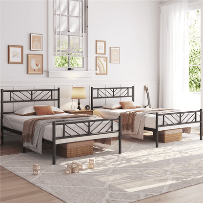 Costoffs Cadre de lit en metal simple Lit en Métal pour Adultes Grande Espace en Lattes Moderne