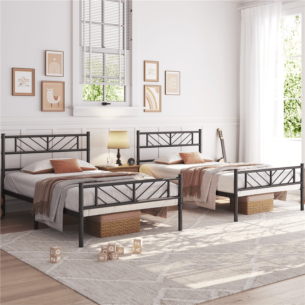 Costoffs Cadre de lit en metal simple Lit en Métal pour Adultes Grande Espace en Lattes Moderne