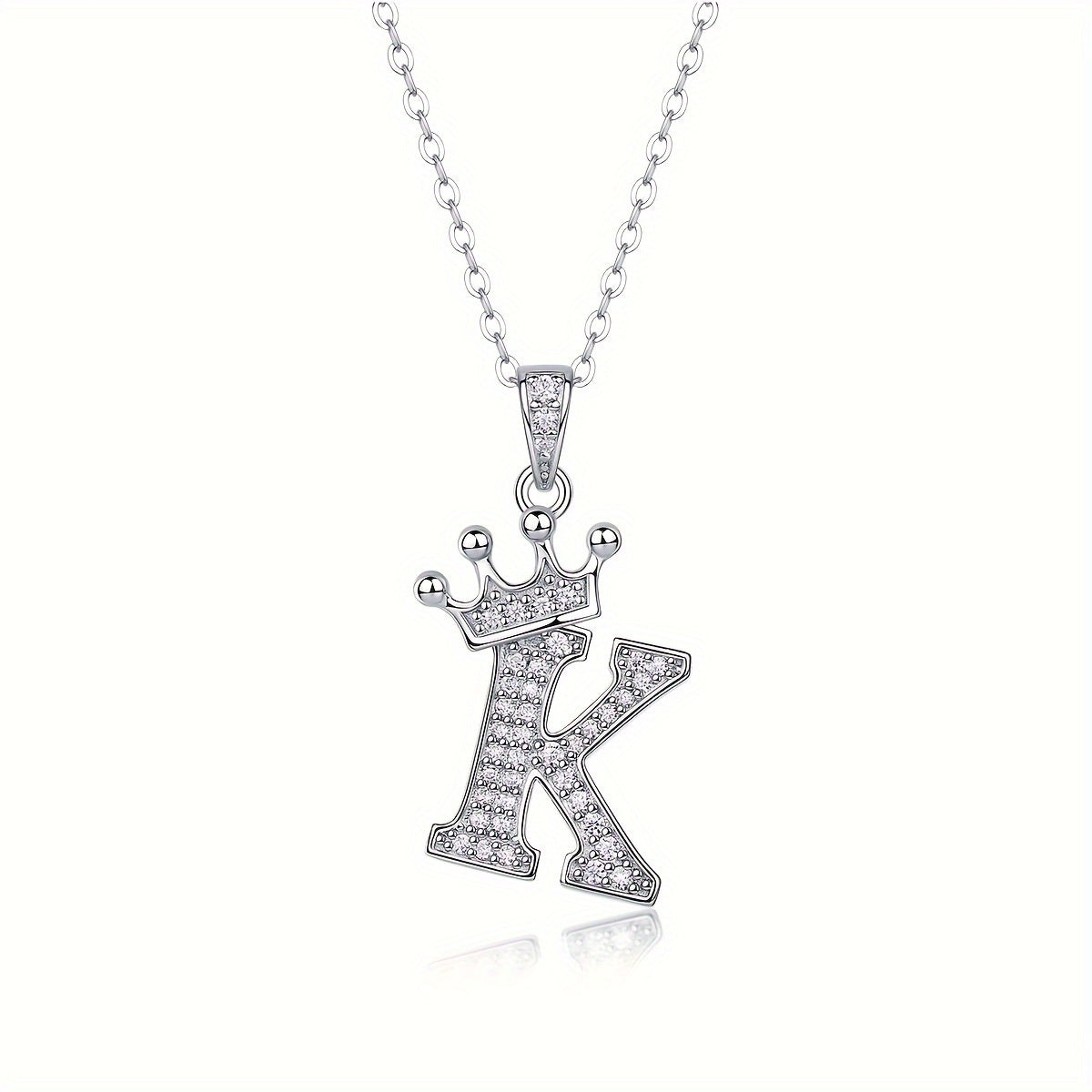 Collier lettre couronne en moissanite en argent S925 plaqué, avec 26 pendentifs lettres entièrement sertis, cadeau idéal pour la rentrée, la remise des diplômes, le quotidien, la Saint-Valentin ou les anniversaires