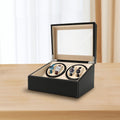 Boîte à Montres Automatique Rotative CNCEST, Boîte de Rangement pour 4 Montres avec 6 Compartiments + 6 Boîtes de Stockage en Similicuir, Noir – Idéale pour Magasins et Maison