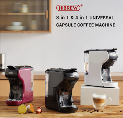 HiBREW Machine à café 4 en 1 à capsules multiples infusion chaude/froide DG Cappuccino Nes pour petites capsules ESE Pod et café moulu, cafétéria 19 bars H1A