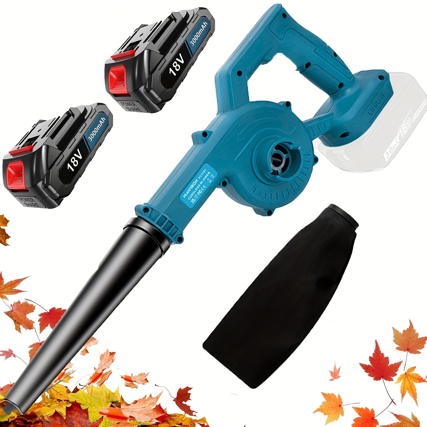 Nouveau Souffleur de Feuilles Sans Fil Amélioré 2026, Mini Souffleur de Feuilles avec 2 Batteries, Souffleur de Feuilles Électrique à Main Alimenté par Batterie Compatible avec les Batteries Makita 18V BL1830 BL1840 BL1850, Souffleur et Aspirateur Portabl