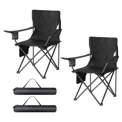 Lot de 2 chaises de pêche pliantes et portables/ chaises de camping/ chaises d'extérieur/ chaises de camping légères. Poids propre 2 kg. Équipées d'un porte-gobelet et d'un rangement à grille latérale. Conception antidérapante. Livrées avec un sac de rang