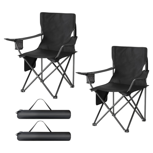 Lot de 2 chaises de pêche pliantes et portables/ chaises de camping/ chaises d'extérieur/ chaises de camping légères. Poids propre 2 kg. Équipées d'un porte-gobelet et d'un rangement à grille latérale. Conception antidérapante. Livrées avec un sac de rang