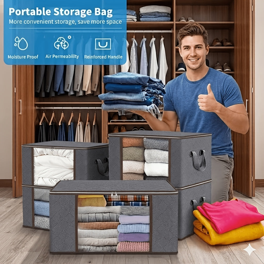 Grands sacs de rangement avec fermetures éclair et couvercles, conteneurs pliables pour rangement sous le lit avec poignées, idéaux pour organiser les couvertures, la literie, les oreillers et les vêtements. Ces sacs de voyage peu encombrants sont égaleme