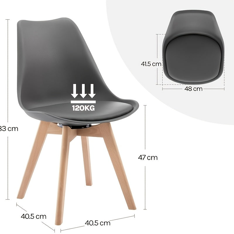 Lot de 4 chaises de salle à manger, chaises de cuisine, chaises de salle à manger modernes, chaises design pour salle à manger, en bois massif et simili cuir, capacité de charge maximale 150 kilogrammes, pour cuisine et salle à manger