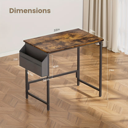 Bureau d'ordinateur 32/40 pouces avec sac de rangement, bureau de bureau à domicile peu encombrant, table d'étude et d'écriture moderne avec repose-pieds réglables, bureau d'ordinateur compact pour la maison, le bureau