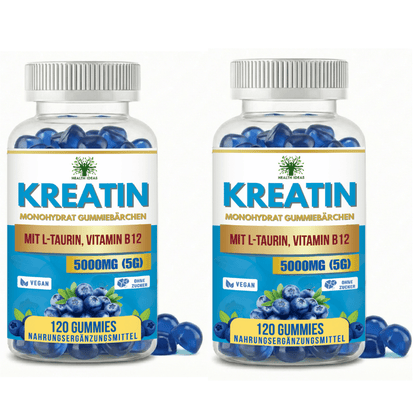 120 Gommes de Créatine 5000Mg - Gommes de Créatine Monohydratée Véganes 5G pour Gym et Supplément - avec Saveur Agraume | 120 Gommes | 40 Rations
