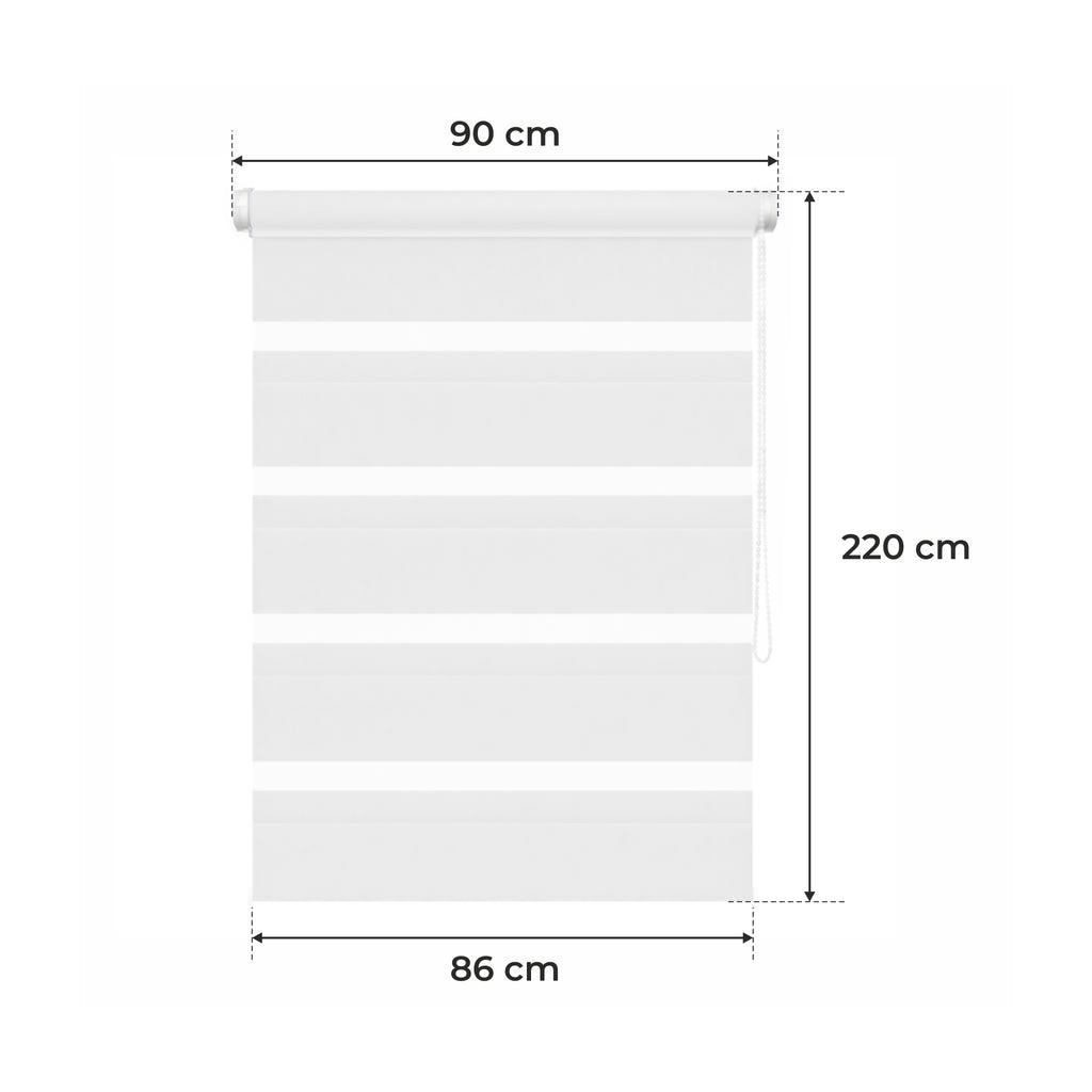 Store de Jour et de Nuit - BLANC - 32 Tailles - BOJANEK JOUR & NUIT - Non Invasif sur la Fenêtre, Installation Sans Perçage, Ajustement de la Chaîne, Supports Réglables pour Différentes Épaisseurs de Fenêtre, Design Moderne, Protection Contre la Lumière e
