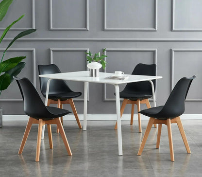 Ensemble de 4 chaises de salle à manger MCC Direct, chaises de cuisine, chaises de bureau, chaise coquille de designer, "Eva" disponible en 7 couleurs tendance
