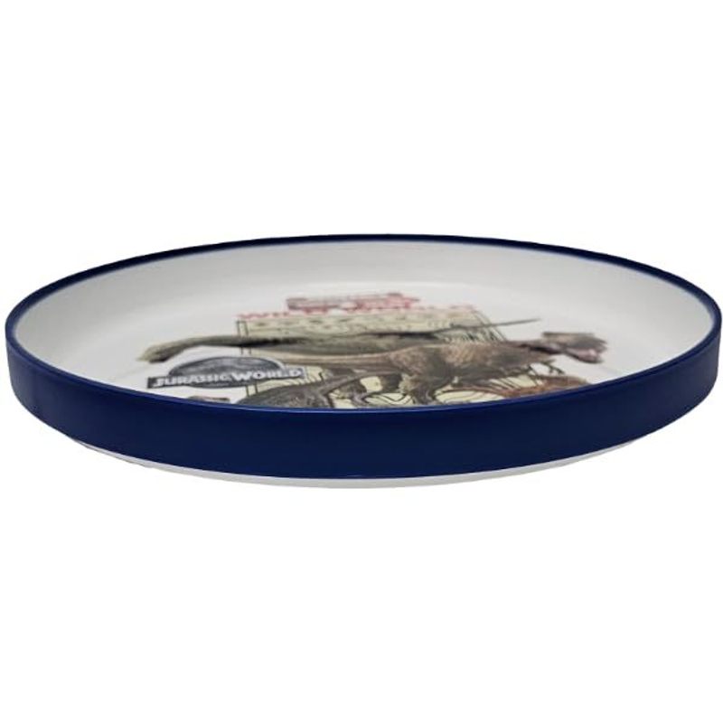 Ensemble de vaisselle réutilisable pour enfants, 2 couleurs - Ensemble de 3 pièces : Assiette, bol et tasse pour enfants et bébés avec base antidérapante - (Pour JURASSIC WORLD)