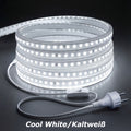Bande Lumineuse LED 220V 230V IP65, Super Lumineuse 120LEDs/m, Ruban LED Flexible avec Prise EU, Éclairage de Décoration Extérieur/Intérieur pour Cuisine, Jardin, Pièce, Noël, Blanc Froid/Blanc Chaud 2m/5m/30m/50m