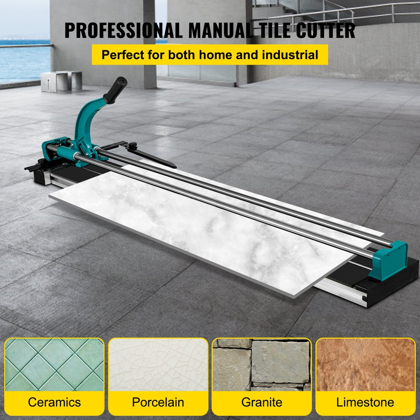 Coupe-carreaux manuel VEVOR, coupe-carreaux de sol en céramique de 48 pouces, machine de découpe à cadre entièrement en acier, outils de coupe de carreaux précis avec guide laser et roue en carbure de tungstène, grand coupe-carreaux pour porcelaine