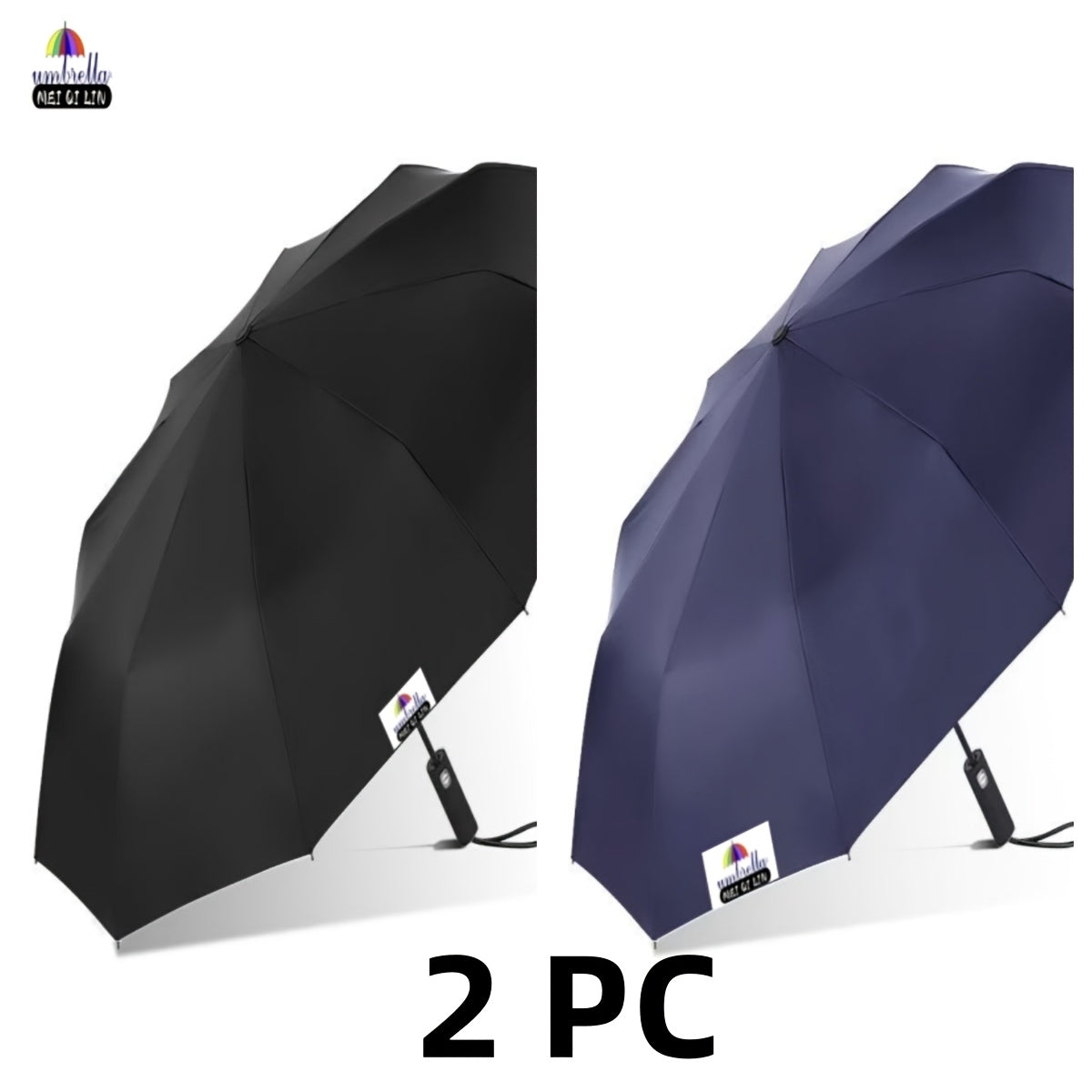 MEI QI LIN Parapluie de Golf Compact de Voyage avec 10 Baleines, Ouvre/Ferme Automatique, Léger et Portable pour Usage Extérieur, Auvent 10% Plus Grand, Cadre Durable, Idéal pour Hommes et Femmes, S'adapte à un Sac à Dos ou une Bourse