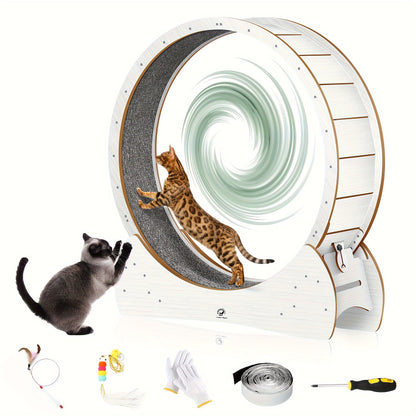Roue d'exercice pour chat Rennkatzen, Roue de course pour chats et chiens XL, Roue d'intérieur de haute qualité pour chat, Bois naturel, Sûre et confortable, Grande roue pour chat pour usage intérieur