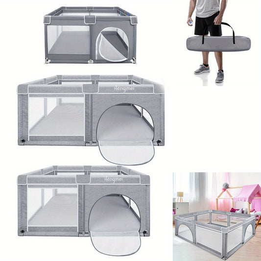Parc pour enfants couleur unie, parc gris pour usage intérieur et extérieur, trois tailles disponibles avec base antidérapante et grille