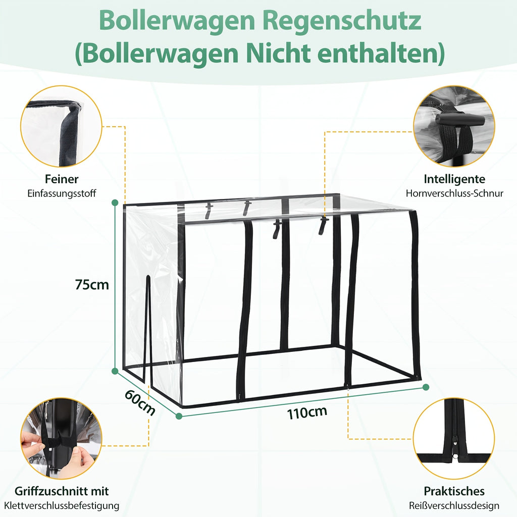 Chariot Pliant avec Toit Robuste 100 kg 150 L - Roues Freinées, Poignée Réglable, Tissu Nylon Oxford pour Camping Familial, Courses et Jardinage (Gris/Noir/Gris-Noir/Vert Foncé)