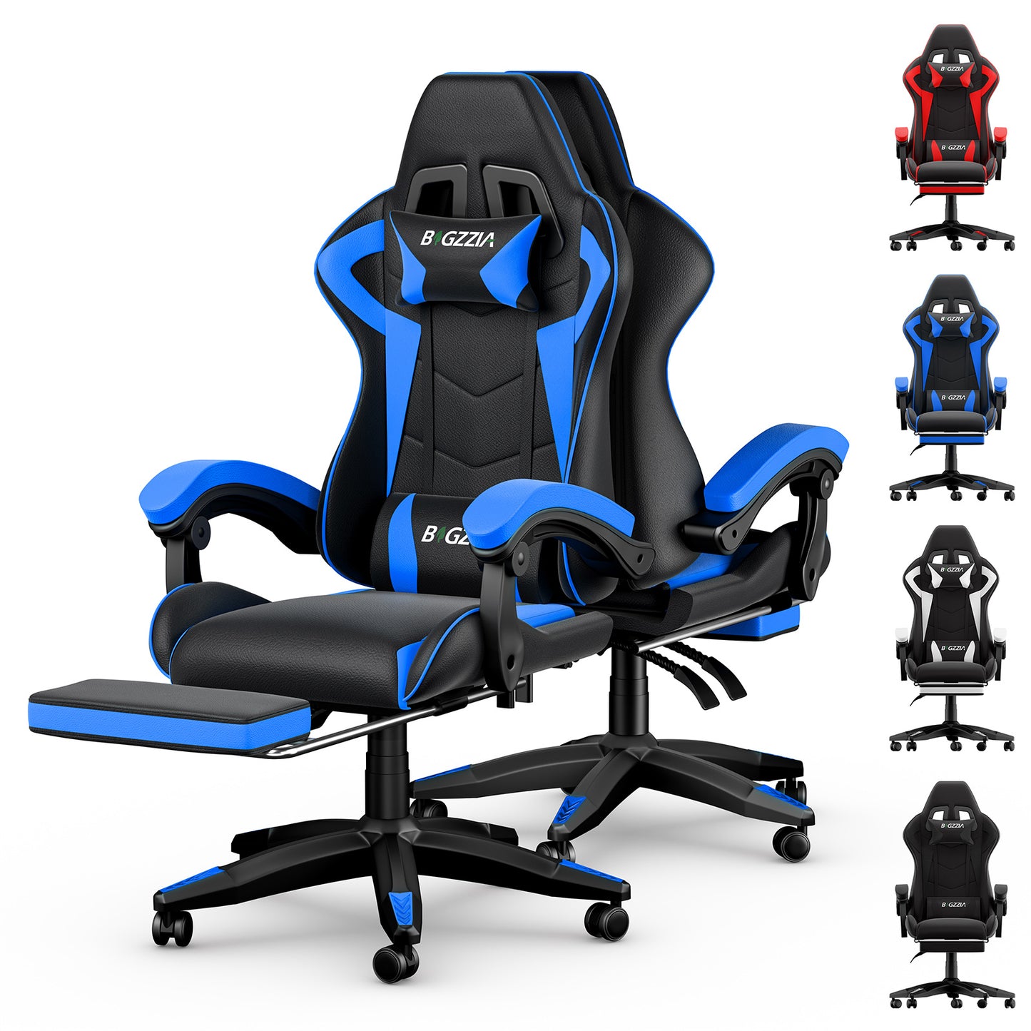Gartistgo Chaise Gaming Ergonomique - Chaises Gaming avec Coussin Lombaire + Appui-Tête, Chaise de Bureau & Ordinateur Rehausseable pour Adultes, Filles, Garçons (Avec Repose-Pieds)