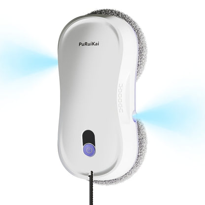 Robot Nettoyeur de Fenêtres Automatique PuRuiKaiM8 2026 | Alimentation Continue, Pulvérisation d'Eau Bidirectionnelle Automatique + Télécommande Intelligente | Corde de Sécurité -Chute de 4,5 mètres | Inclut 10 Chiffons de Nettoyage + Bouteille de Pulvéri