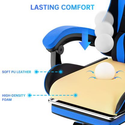 Gartistgo Chaise Gaming Ergonomique - Chaises Gaming avec Coussin Lombaire + Appui-Tête, Chaise de Bureau & Ordinateur Rehausseable pour Adultes, Filles, Garçons (Avec Repose-Pieds)