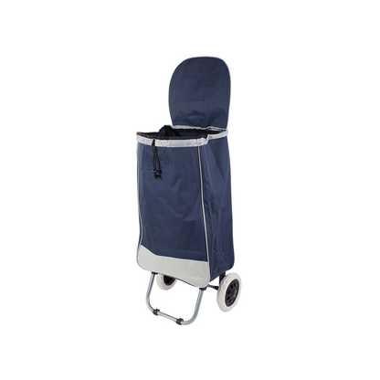 Chariot de courses pliable avec roues, robuste et spacieux, avec poche et poignées, pratique pour transporter des courses lourdes, base stable, grandes roues et poignée durable, en matériau imperméable, facile à nettoyer, poche pour verrouillage ou portef