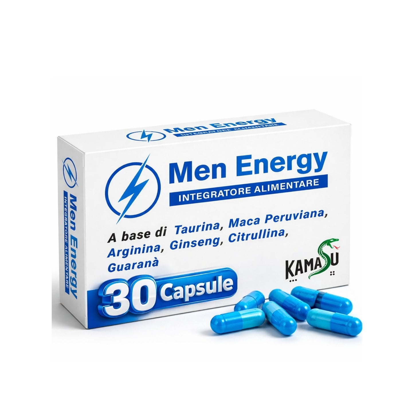 Complément pour hommes à la taurine, maca du Pérou, arginine, ginseng, citrulline et guarana – 30 gélules – Fabriqué en Italie