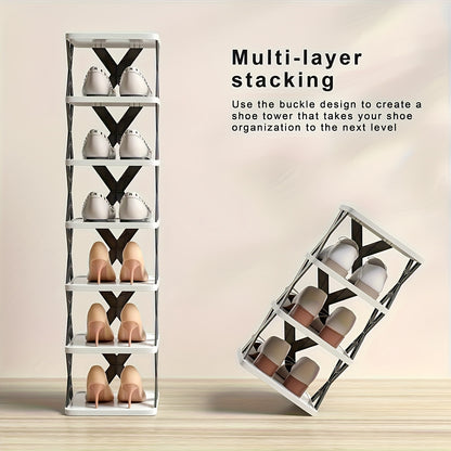 Organisateur d'étagère à chaussures d'angle peu encombrant - Étagère en plastique robuste haute et étroite à 6/9 niveaux pour 6/9 paires de chaussures et de bottes, Rangement polyvalent pour entrée, placard, garage, salon, Rangement d'organisateur de chau