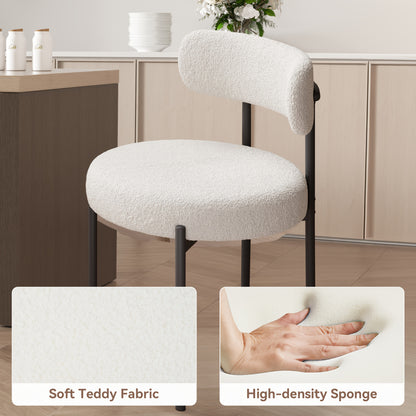 Ensemble de 2 chaises de salle à manger, chaise de salle à manger ronde, avec dossier incurvé et coussin épais, siège large confortable, pieds en métal, entrepôt local