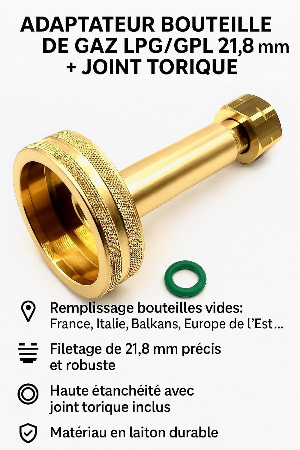 Adaptateur Bouteille de Gaz LPG/GPL, 21,8 mm pour animaux domestiques et maison – vue détaillée 5