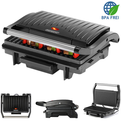 MONZANA® Grill Contact Antiadhésif Sécurité Verrouillage Cool-Touch Cuisine Électrique Grill Table Grill Sandwich Maker Panini Toaster 1500W Noir