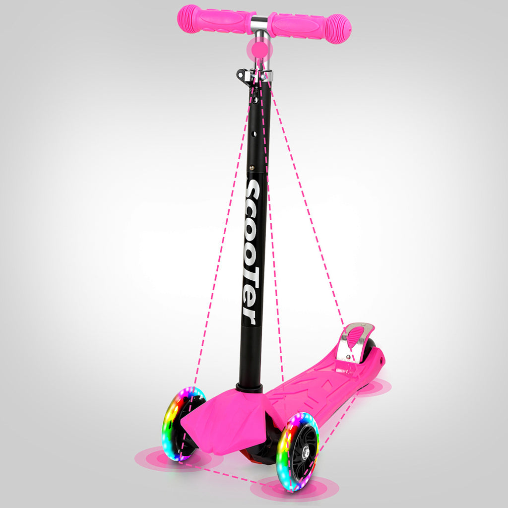 Trottinette Pliable 4 Couleurs en Aluminium, Trottinette de Ville Rose/Bleue/Noire/Vert, 4 Niveaux de Hauteur Réglables, Trottinette Freestyle