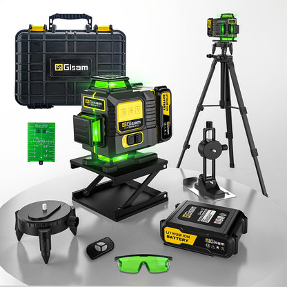 Niveau Laser 4D 16 Lignes Croisées, Auto-Nivellement à 360°, avec 2 Batteries 4800mAh, Plateforme, Support Magnétique, Boîte de Transport, Idéal pour Rénovation Maison, Pose de Carrelage, Projets de Construction, Cadeaux de Fêtes, etc