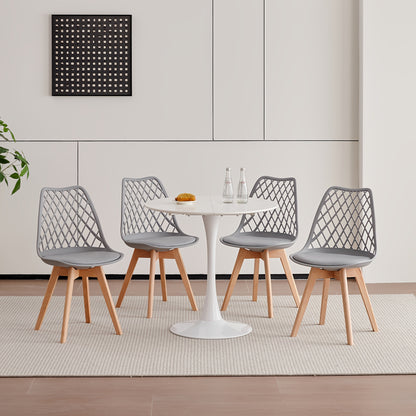 EGOONM Ensemble de 6 chaises de salle à manger, chaises de cuisine scandinaves - Design de dossier coquillage découpé, coussin en similicuir et pieds en bois de hêtre