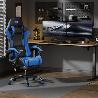 Nouvelle chaise de gaming améliorée avec massage lombaire intégré, conception ergonomique pour adultes, support lombaire et appui-tête réglables, chaise d'ordinateur pivotante en similicuir avec repose-pieds, chaise de bureau inclinable pour de longues he