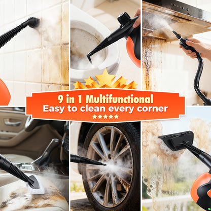 Nettoyeur Vapeur Portable Lubluelu 1200W, Nettoyeur Vapeur avec Plusieurs Accessoires et Verrou de Sécurité, Grande Capacité de 400ml, Vapeur Naturelle pour Nettoyage de Surfaces, Vapeurisateur Polyvalent pour Maison, Voiture, Salle de Bain, Graisse (Oran