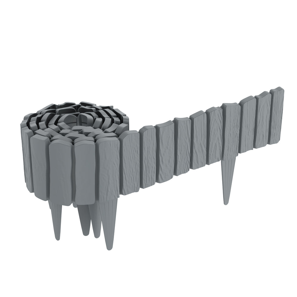 Clôture de jardin en plastique imitation bois avec bordure à clous de 10 cm pour pelouse et jardinière