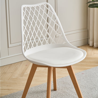 EGOONM Ensemble de 6 chaises de salle à manger, chaises de cuisine scandinaves - Design de dossier coquillage découpé, coussin en similicuir et pieds en bois de hêtre