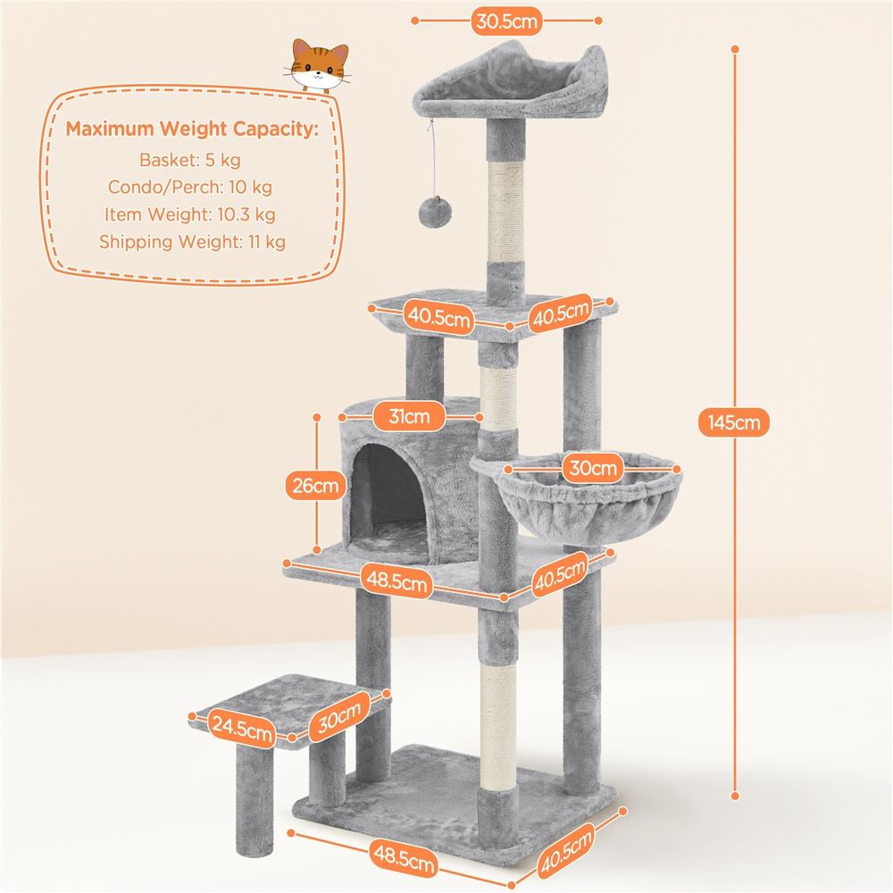 Arbre à chat, 145 cm pour animaux et maison – vue détaillée 20