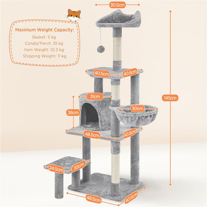 Arbre à chat, 145 cm pour animaux et maison – vue détaillée 20