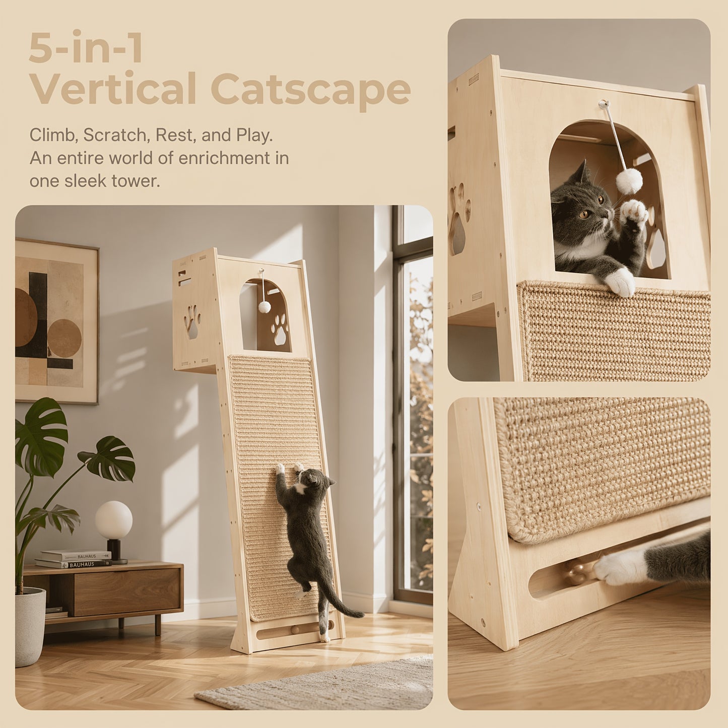 Arbre à chat, 150 cm pour salon et maison – vue détaillée 6