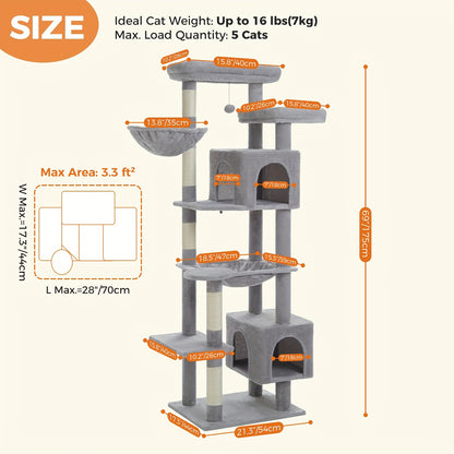 Arbre à chat, 175 cm pour animaux et maison – vue détaillée 2