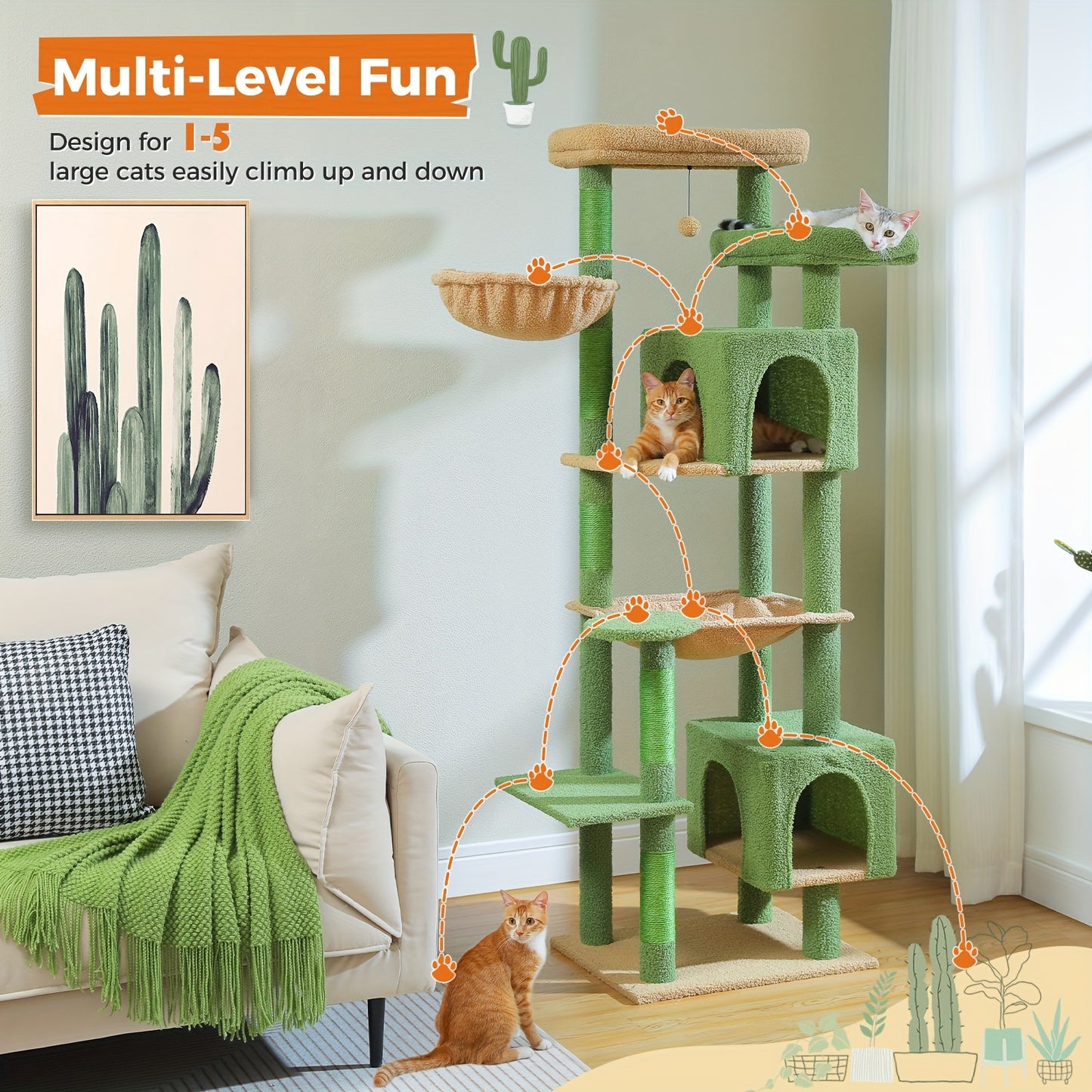 Arbre à chat, 175 cm pour animaux et maison – vue détaillée 24